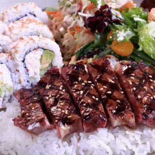 California Roll (6 Pieces) and Steak Plate