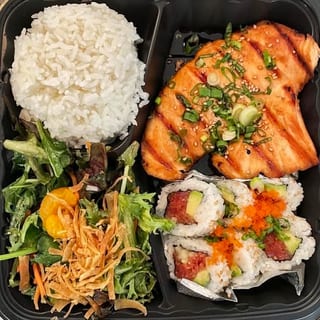 Teriyaki Salmon Combo with Sushi