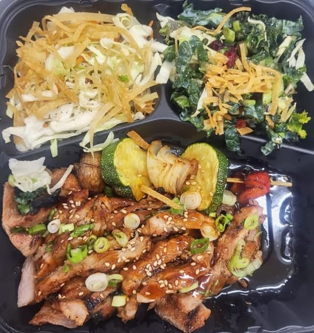 Steak & Spicy Pork Plate.