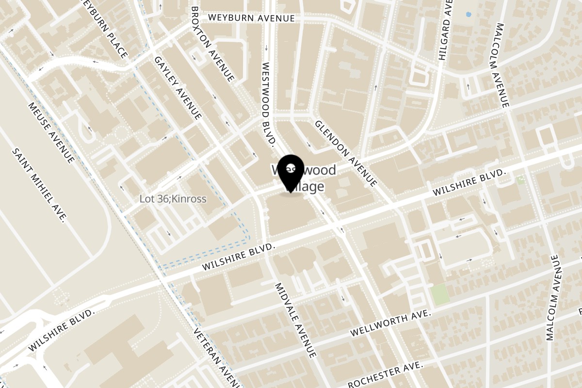 Map showing the location of Sansai Japanese Grill Westwood on 10904 Lindbrook Drive in Los Angeles